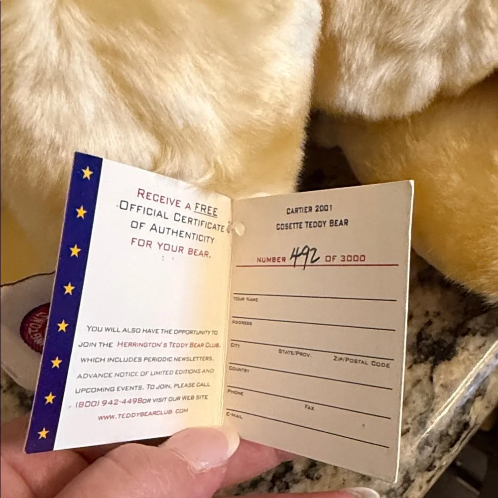 Cartier Cosette Teddy Bear with Red Sweater and Blue Bow #492 of 3000 - Picture 10 of 12